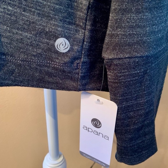 NWT Athletic Hoodie Medium Apana Yoga Lifestyle Activewear Heather Black LongSlv - Picture 8 of 16